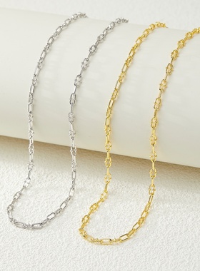 设计师意大利欧美个性 S925银小十字间双U项链潮流时尚叠戴U型