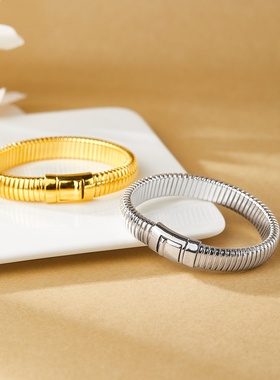 玮禧 意大利S925银微弹中空手链欧美时尚百搭个性情侣生日礼物