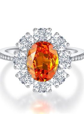 轻奢S925纯银鸽子蛋女戒芬达石戒指培育高碳钻简约复古摩登通勤指