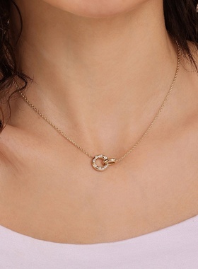 欧美热销爆款s925纯银圆环镶钻ins风感简约百搭个性项链