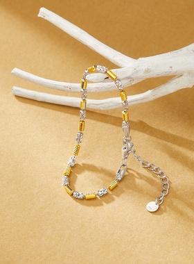 意大利 S925银2.5m八角塔形间波浪桶珠手链