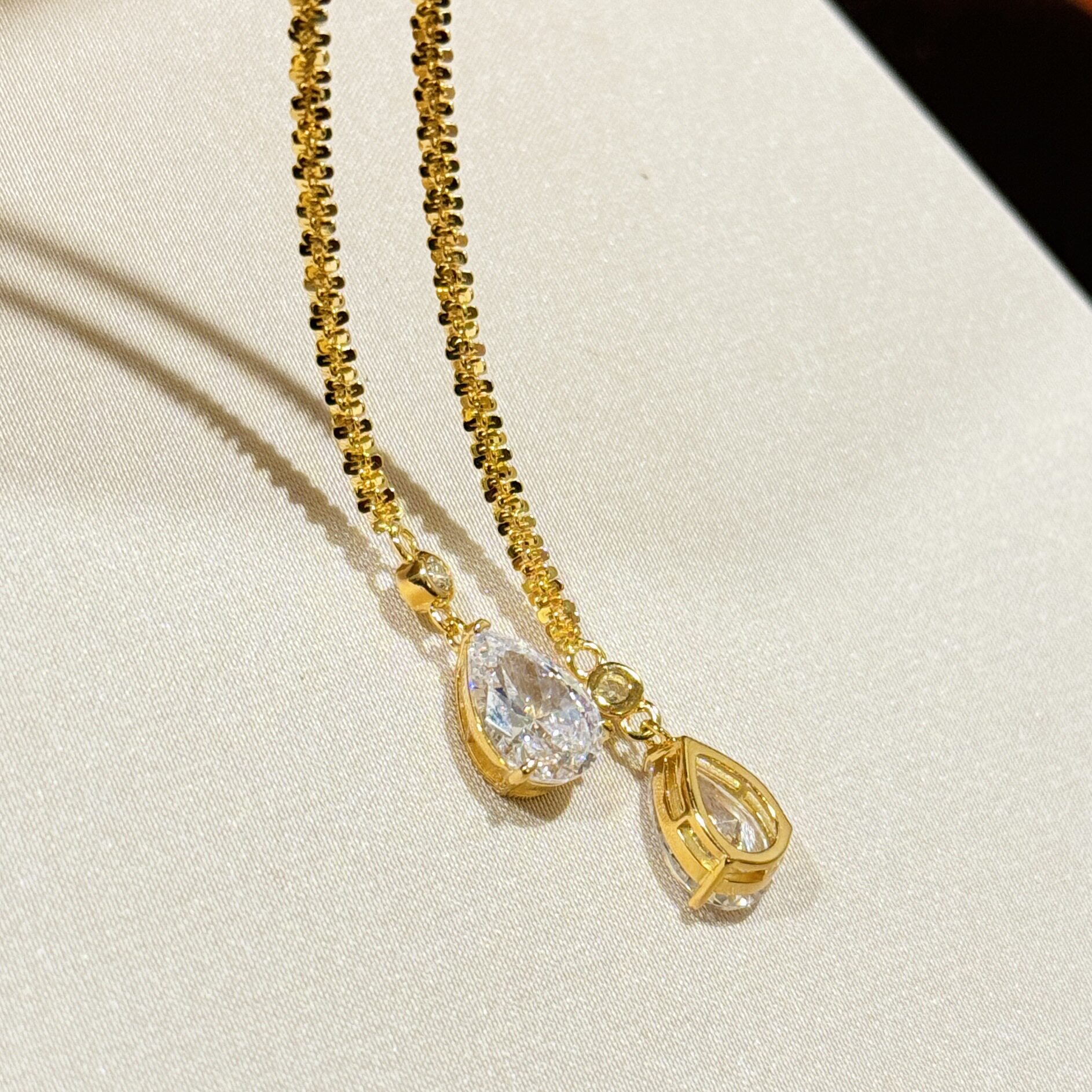 设计师纯银s925满天星双水滴项链