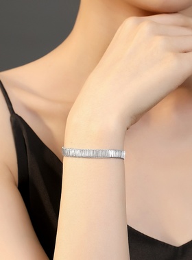 意大利 S925银6M意式欧美拉丝银丝手链