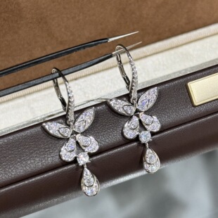 设计师s925纯银 蝴蝶水滴耳钩层次感缱绻蝴蝶钻石耳环感闪钻