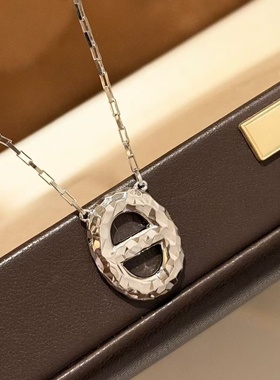 设计师s925纯银 碎碎冰猪鼻子项链轻奢百搭感cnc工艺精致质感