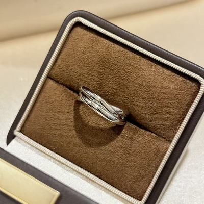 设计师s925纯银 白金色光面三环戒指三圈无字印环环相扣感无钻