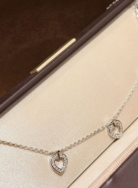 设计师s925纯银 五爱心项链半钻精致轻奢感经典爱心桃设计感