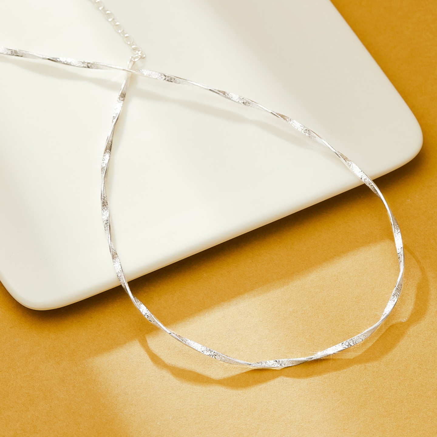 设计师意大利S925银3m星花扭扁奥米加项圈