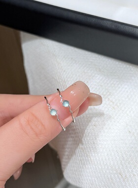 设计师s925纯银天然危料蓝水翡翠戒指小众感简约极细开口清冷风