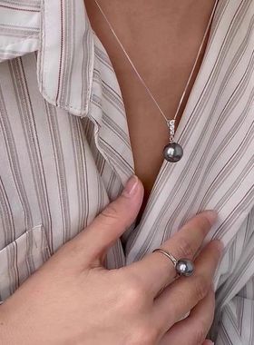 大溪地施家项链高级纯银珍珠s925