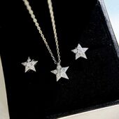 五角星主钻轻纯银彗星耳钉个性 奢套装 经典 S925项链小号百搭简约