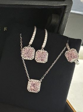 钻方耳钉钻套装钻闪S925纯银套装