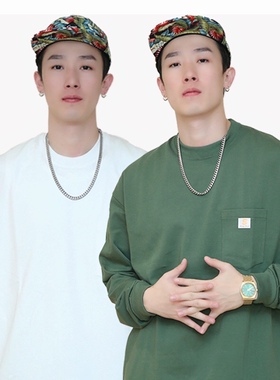 bboy嘻哈大码popping宽松old school简约加兜口袋重磅加厚长袖t恤