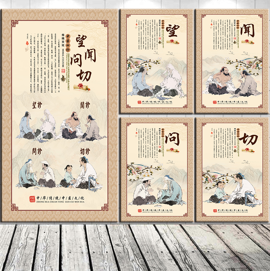望闻问切传统中医文化中医养生馆现代装饰画疗养院足疗馆会所挂画