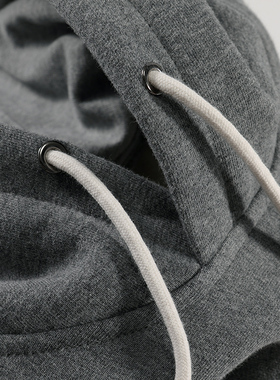 匹戏460G重磅加绒连帽卫衣男深花灰外套纯棉美式复古休闲冬季保暖