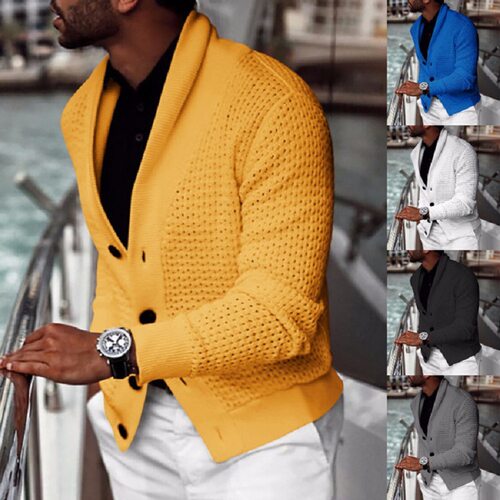 Autumn  single-breasted crochet sweater casual男士针织开衫