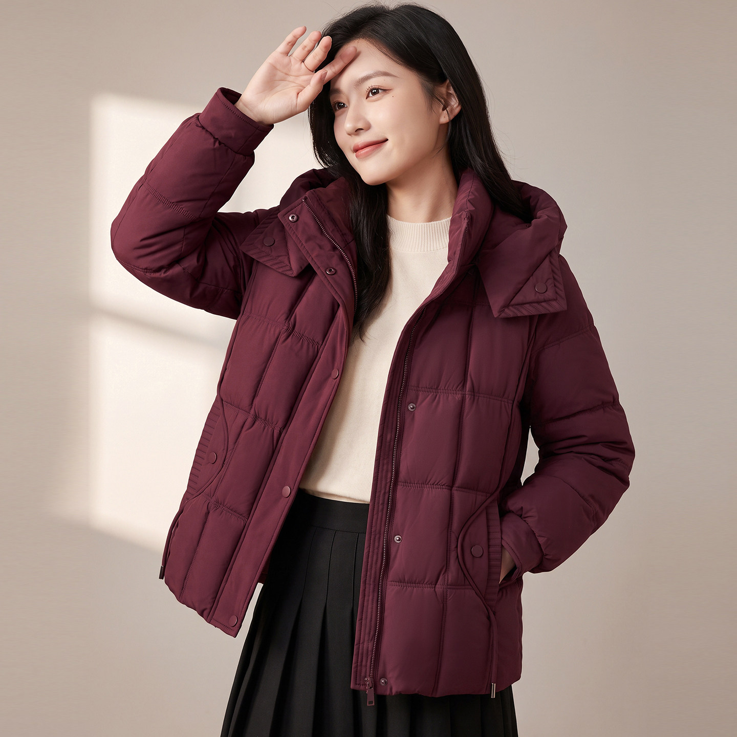 冬季中长款加厚保暖女羽绒棉服