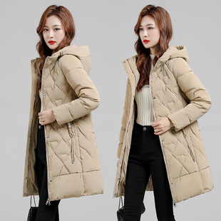 2025冬天新款防寒保暖修身显廋羽绒棉服百搭连帽中长款棉衣外套女