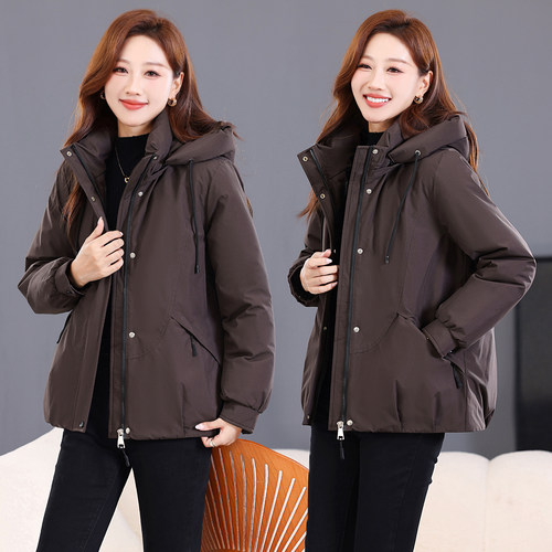 冬季连帽加厚保暖大码女棉服