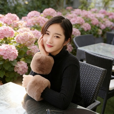 袖子毛毛圈百搭毛毛袖套女ins潮套袖手套防风袖口仿兔毛袖子拼接