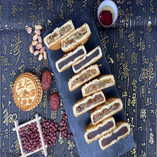 天津特产传统提浆手工老月饼五仁百果枣泥山楂豆沙葡萄干多味真空