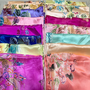 八十年代老式复古真丝十二彩软缎被面面料桑蚕丝中国民族风