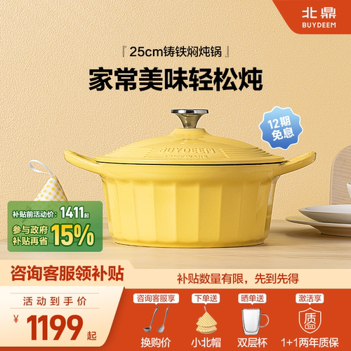 北鼎铸铁珐琅锅25cm海鲜焖炖锅