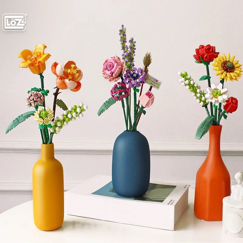 loz花卉花束拼装小积木