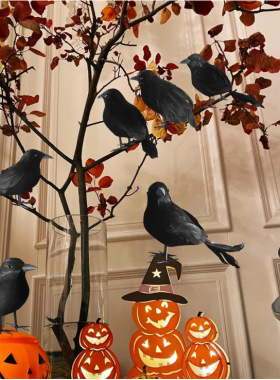 仿真乌鸦泡沫羽毛万圣节圣诞装饰