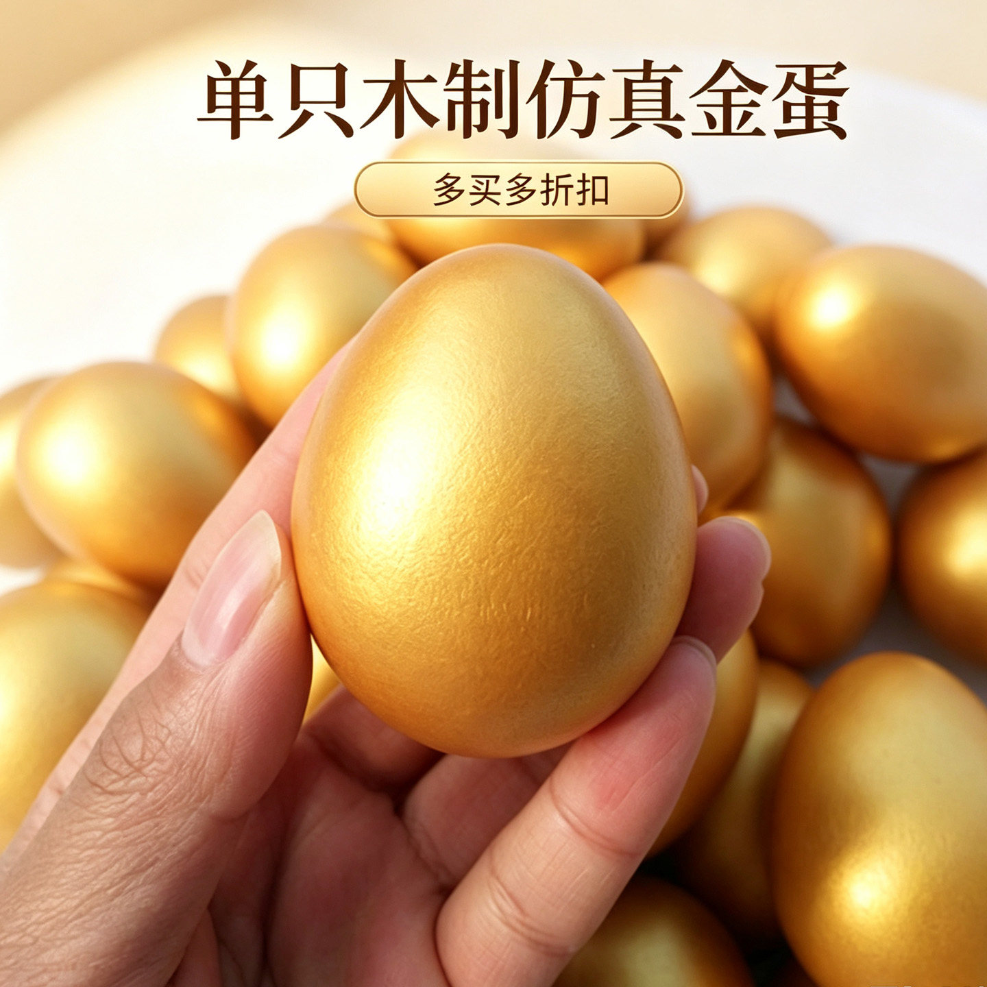 复活节招财金蛋木制仿真鸡蛋鸟蛋