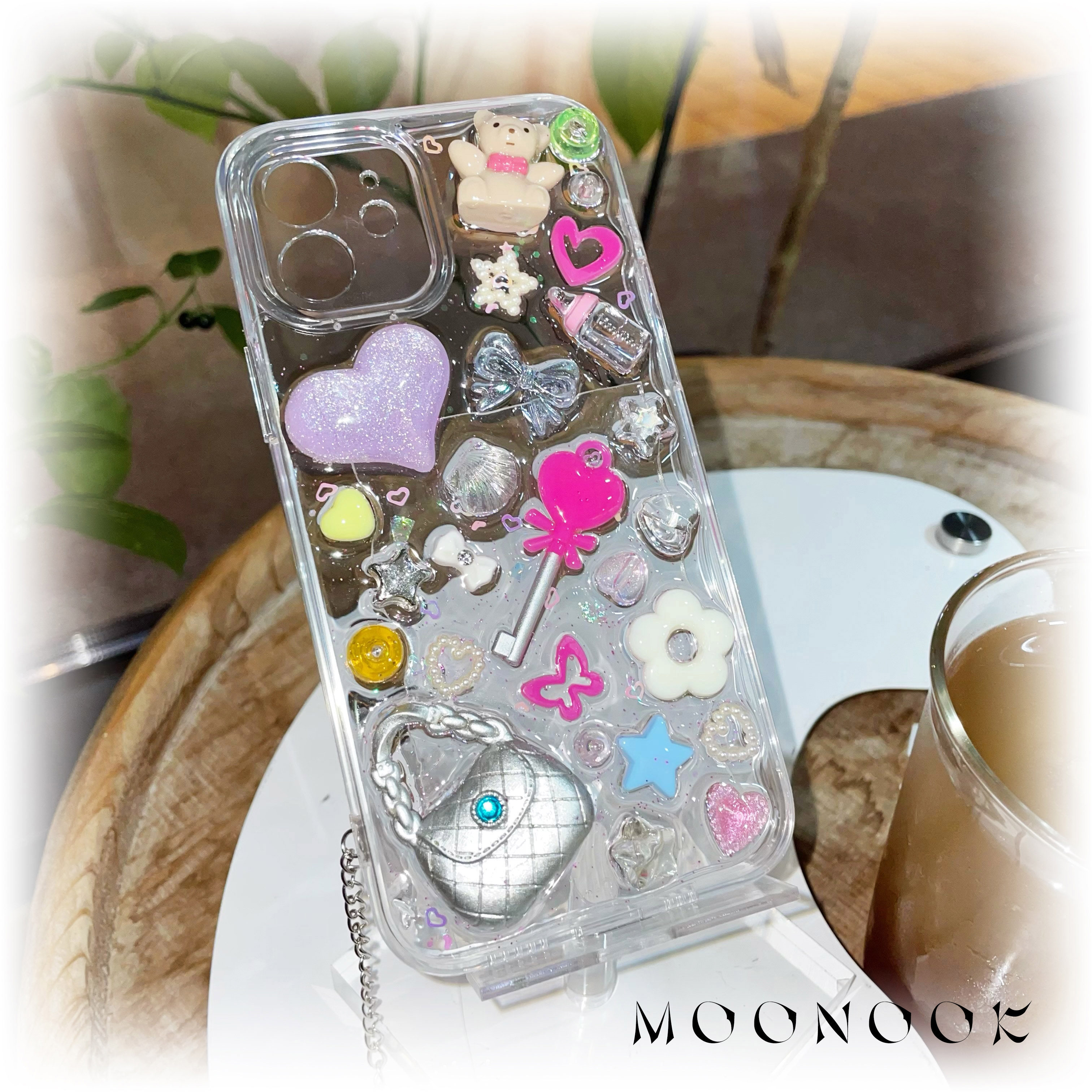 moonook弹力魔盒 原创可爱咖啡色爱心小熊 韩系ins风滴胶手机壳 适用