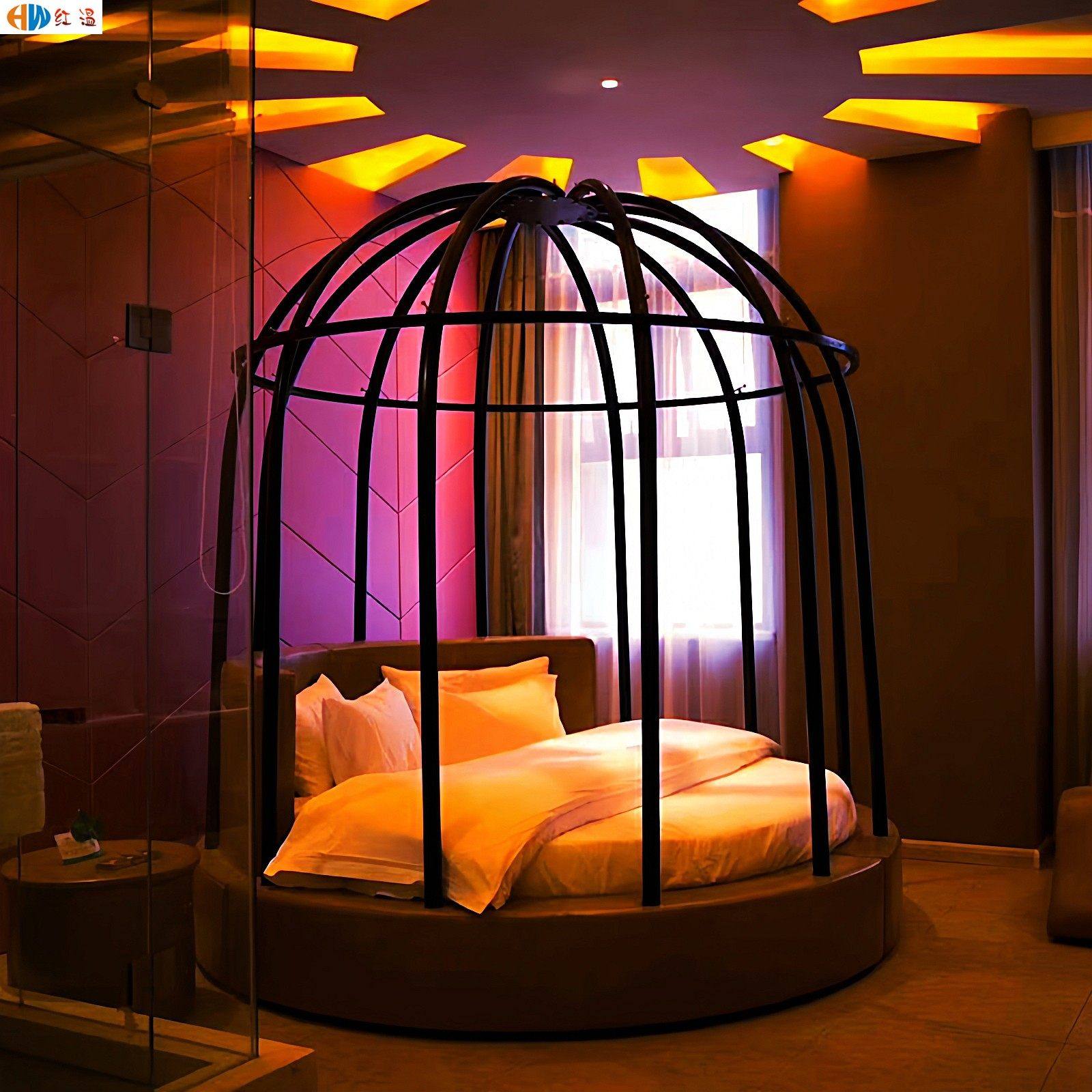 民宿酒店家具鸟笼圆床水床浪漫多功能电动床豪华精品宾馆主题日租,商业/办公家具,酒店床,淘宝优惠券,粉丝福利购,淘宝优惠卷