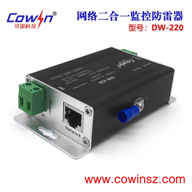 DW-220电源网络二合一防雷浪涌保护器 智慧城市雪亮工程监控推荐