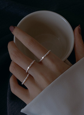 甜美满天星戒指女复古时尚S925银波光粼粼指环百搭气质嘻哈食指戒