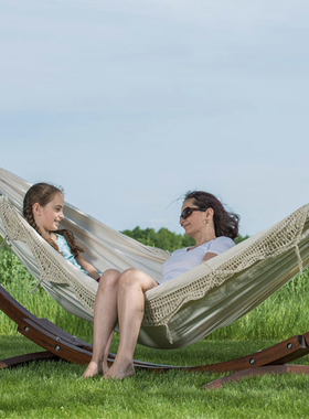 利快Vivere木质双人吊床别墅庭院家用休闲乘凉移动秋千承重 200kg