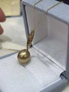 【日本直邮】南洋金珠11.8mm浓金无暇钻石项链30分皮光肉眼无暇