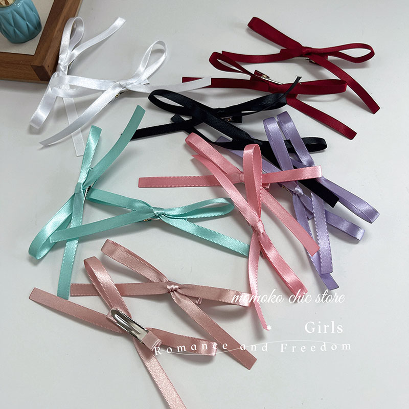 多巴胺少女韩国进口精致马卡龙色系丝带绑发蝴蝶结发夹边夹侧边