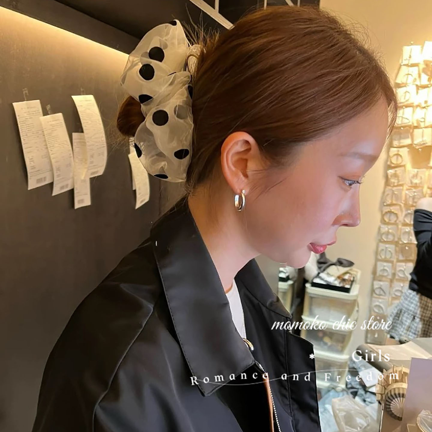 earlobe欧尼同款波点大肠发圈