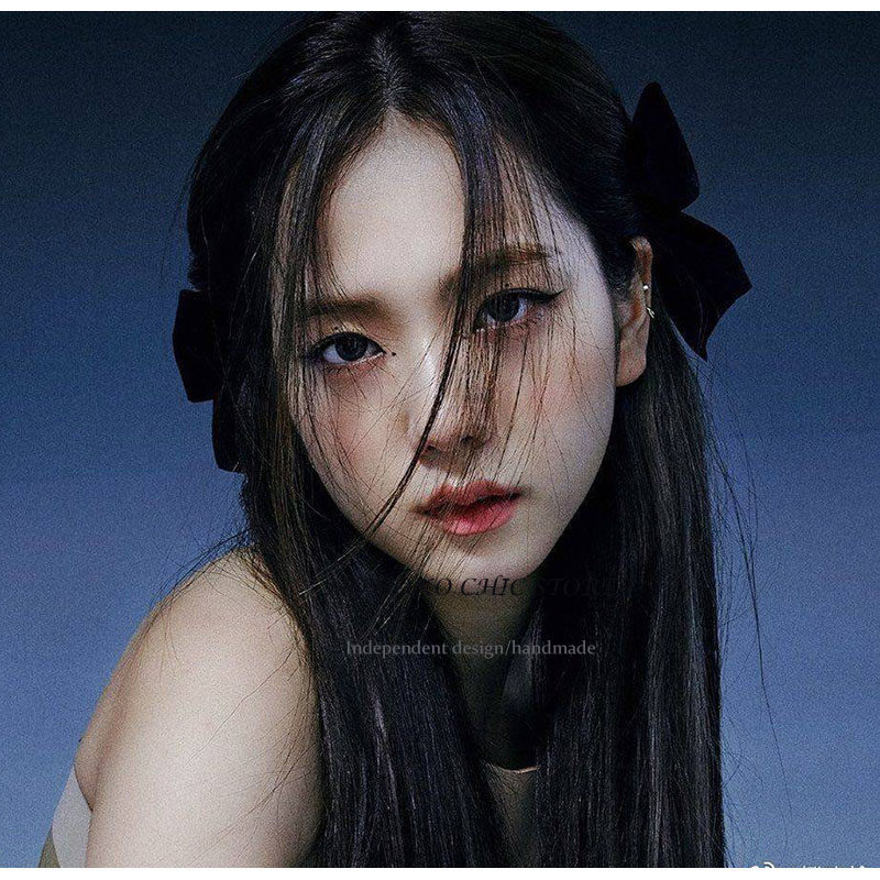 手作黑丝绒发卡对夹jisoo智秀同款蝴蝶结发夹韩国女团发饰粉墨