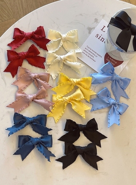 芝芝莓莓~~芭蕾少女风奶油多巴胺发夹边夹侧边蝴蝶结发饰对夹发卡