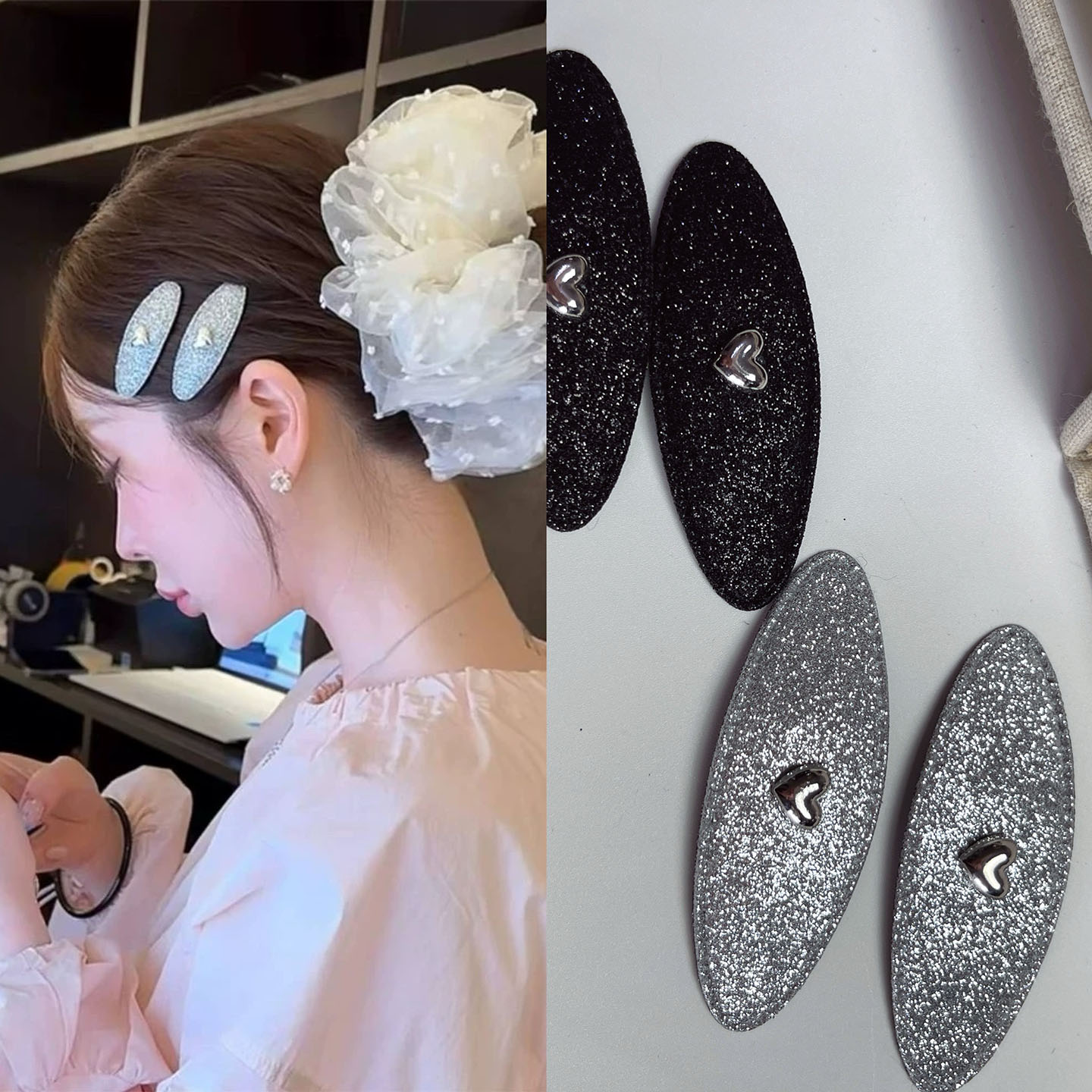 earlobe同款椭圆细闪发夹女bb夹