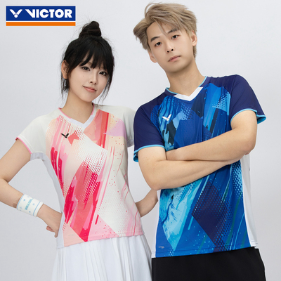 VICTOR威克多胜利羽毛球服男女款清爽舒适针织运动短袖T恤T-60014