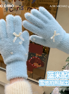 蝴蝶结手套女学生韩版ins