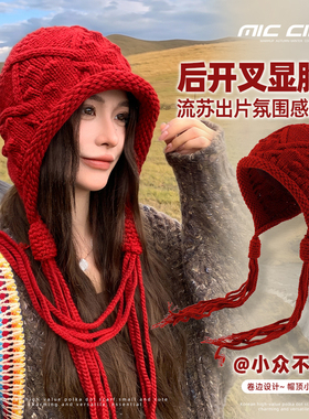 手工编织针织毛线帽女秋冬保暖