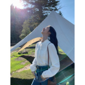 现货7折 法式 木耳边白色衬衫 MULVAN 女设计感刺绣宽松长袖 上衣