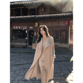 简约大翻领系带毛衣外套女慵懒宽松显瘦针织开衫 MULVAN 巴黎秋霜