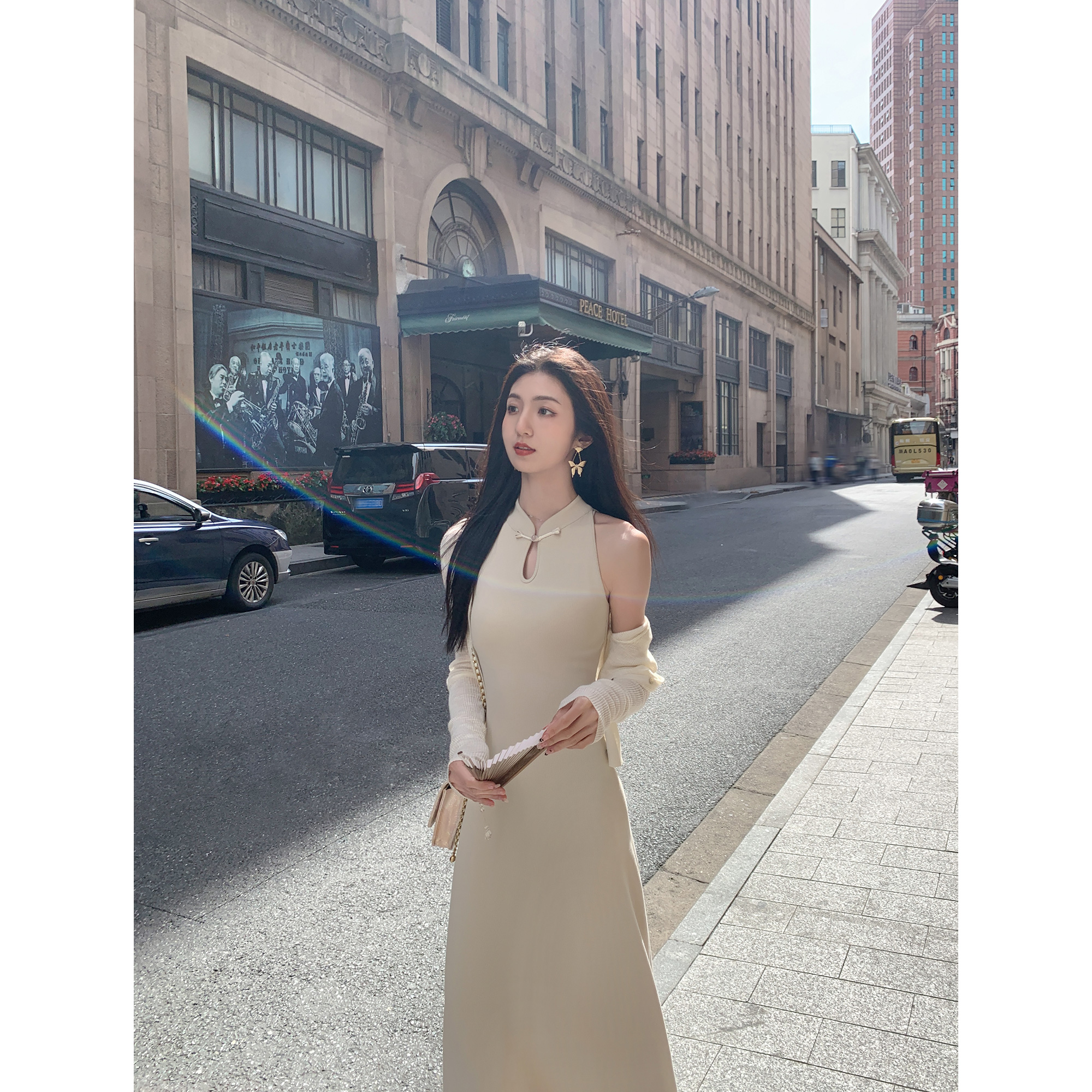 新中式立领盘扣无袖连衣裙