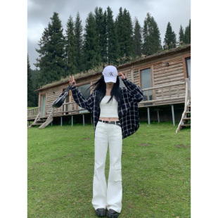 外套女宽松气质休闲慵懒长袖 复古格子衬衫 衬衣 现货7折 MULVAN