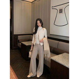女宽松阔腿直筒显瘦休闲喇叭裤 复古针织微喇裤 松弛品味 MULVAN