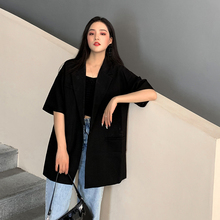 新款 宽松显瘦气质西服外套 时尚 小西装 MULVAN黑色短袖 女2019夏装